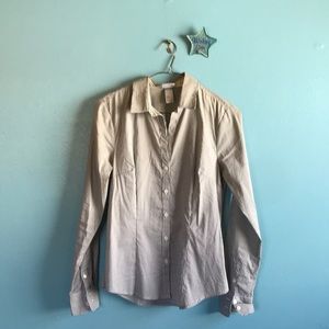 Pinstripe Button Down with Cuff Detail